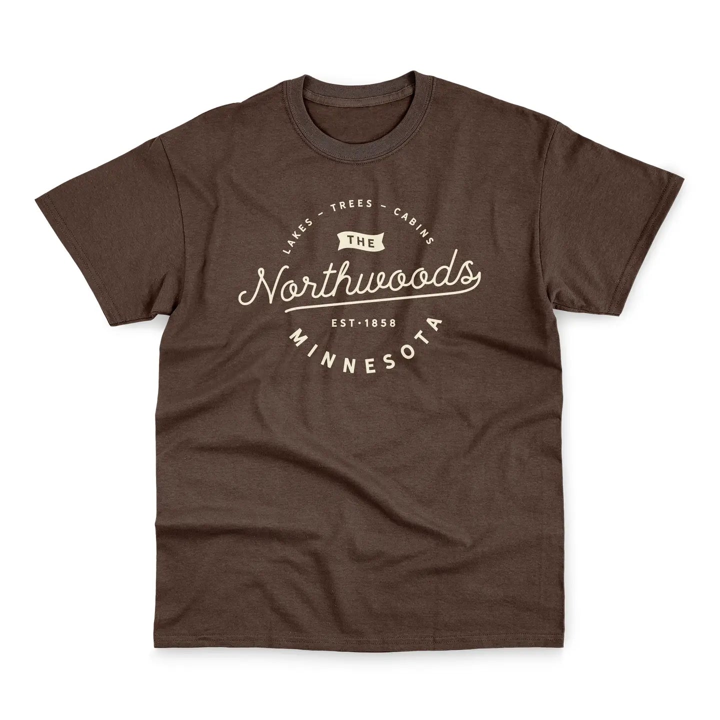 Lakes Trees Cabins T-Shirt - Espresso