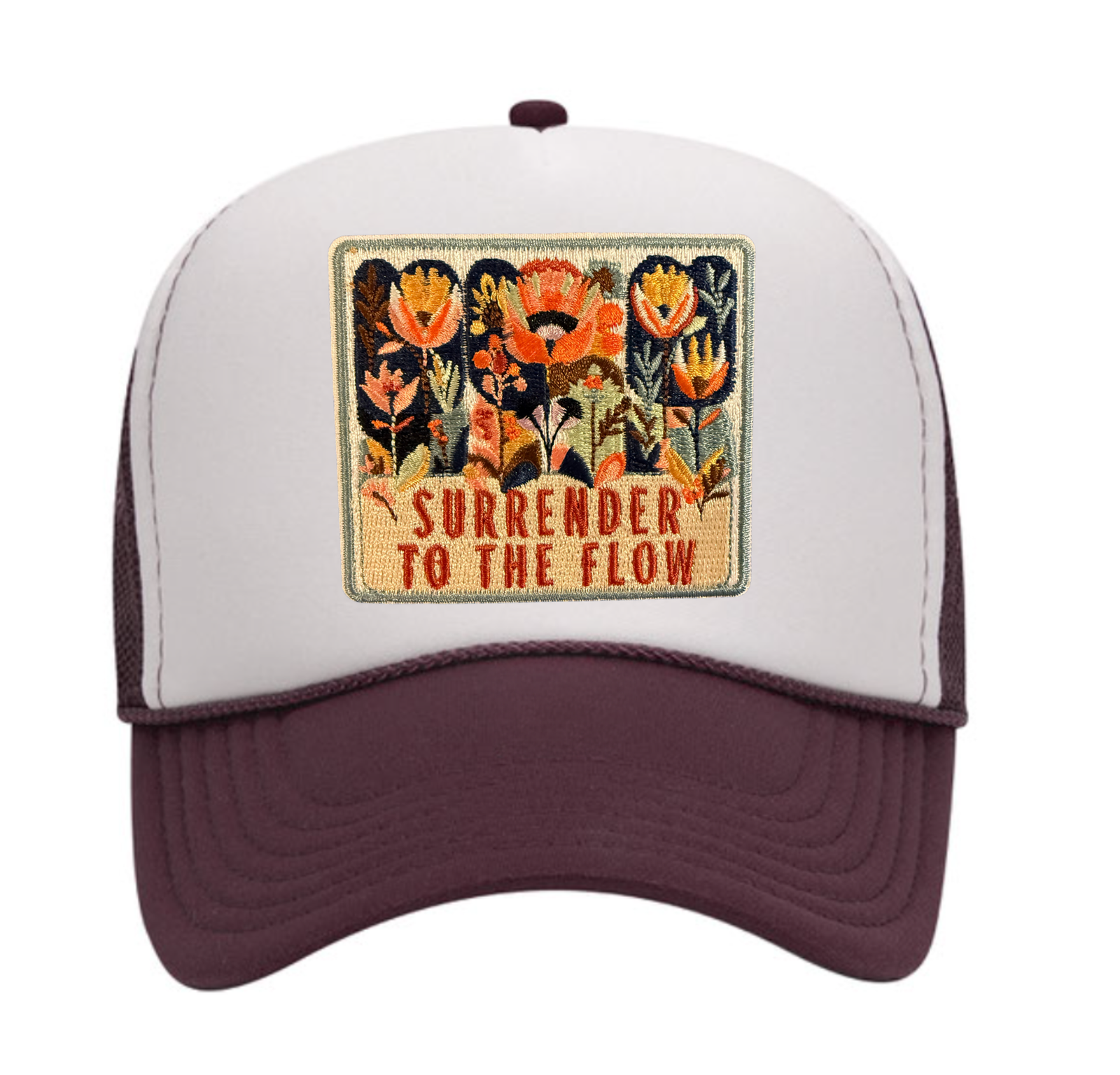 Surrender to the Flow Trucker Hat - Maroon/White