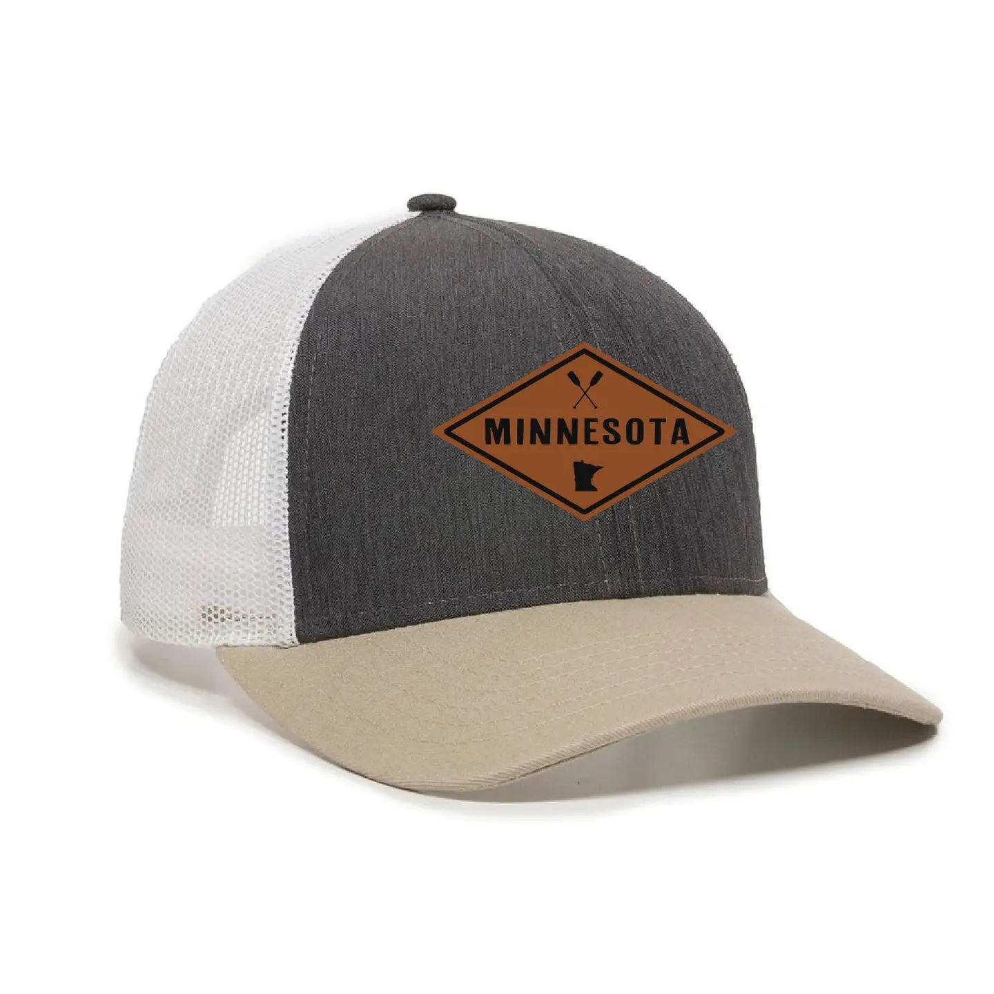 MN Diamond Patch Trucker - Charcoal, Khaki, White