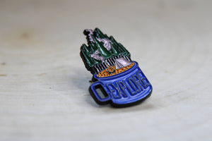 Explore, But After Coffee First - Camping Metal & Enamel Pin