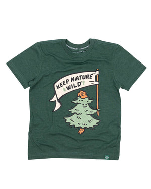Happy Camper Pine Youth Tee - Heather Forest