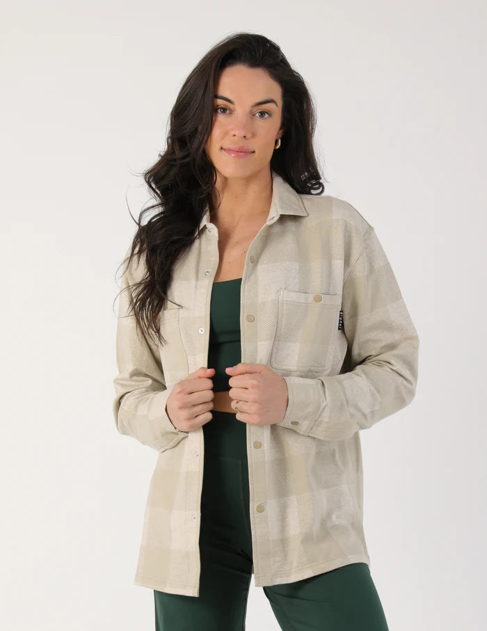 Trek Shirt: Oatmilk/Linen Buffalo Plaid