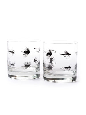 Fly Fishing Flies Whiskey Glasses