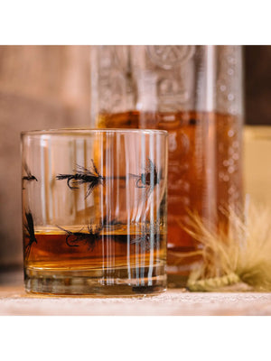 Fly Fishing Flies Whiskey Glasses