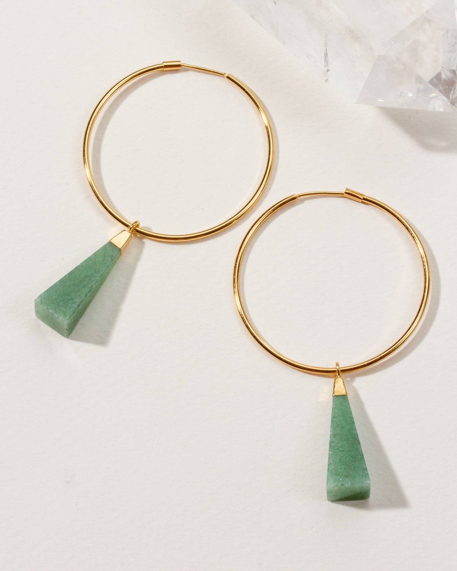 Prismatic Hoop Earrings- Green Aventurine