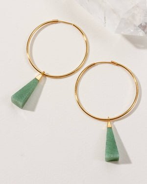 Prismatic Hoop Earrings- Green Aventurine