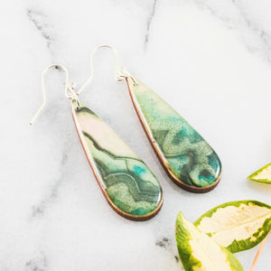 Teardrop Green Geode Earrings