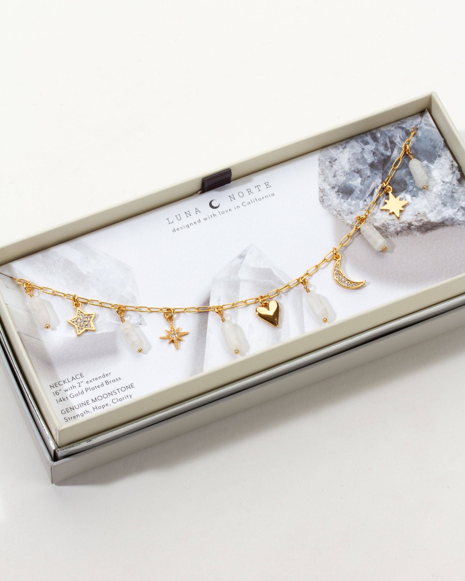 Stardust Charm Necklace- Moonstone