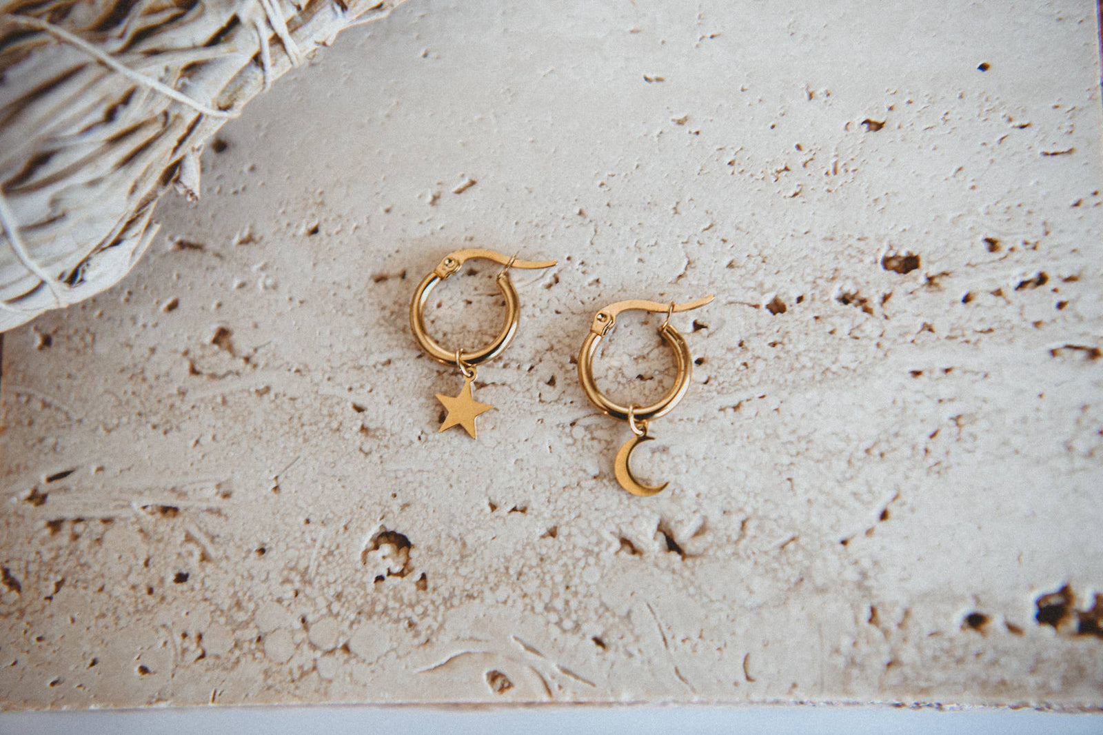 Cosmic Moon & Star Pendant Hoop Earrings