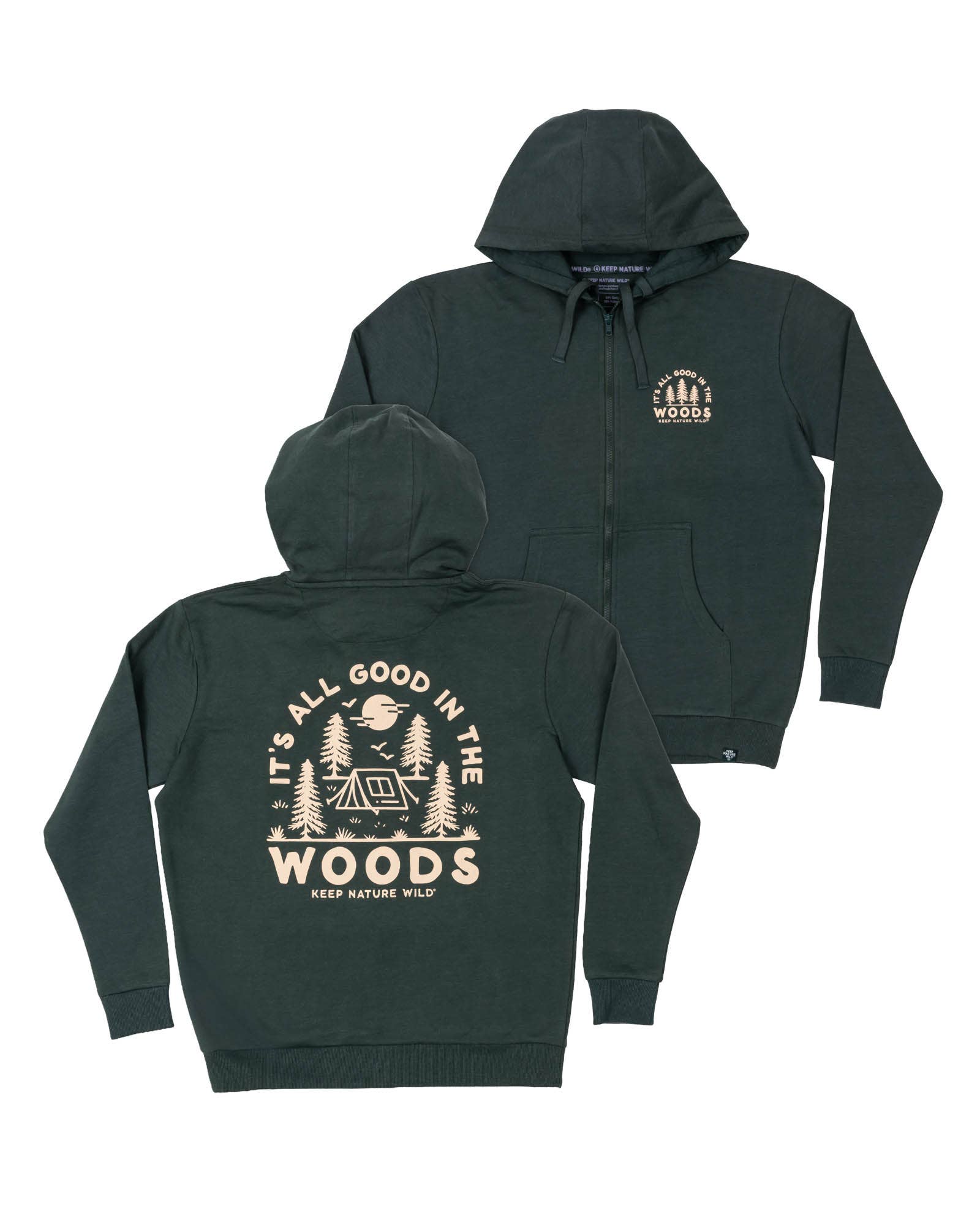 Good In The Woods Zip-Up Hoodie - Heather Forest