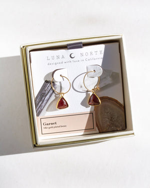Bermuda Triangle Mini Hoop Earrings - Garnet