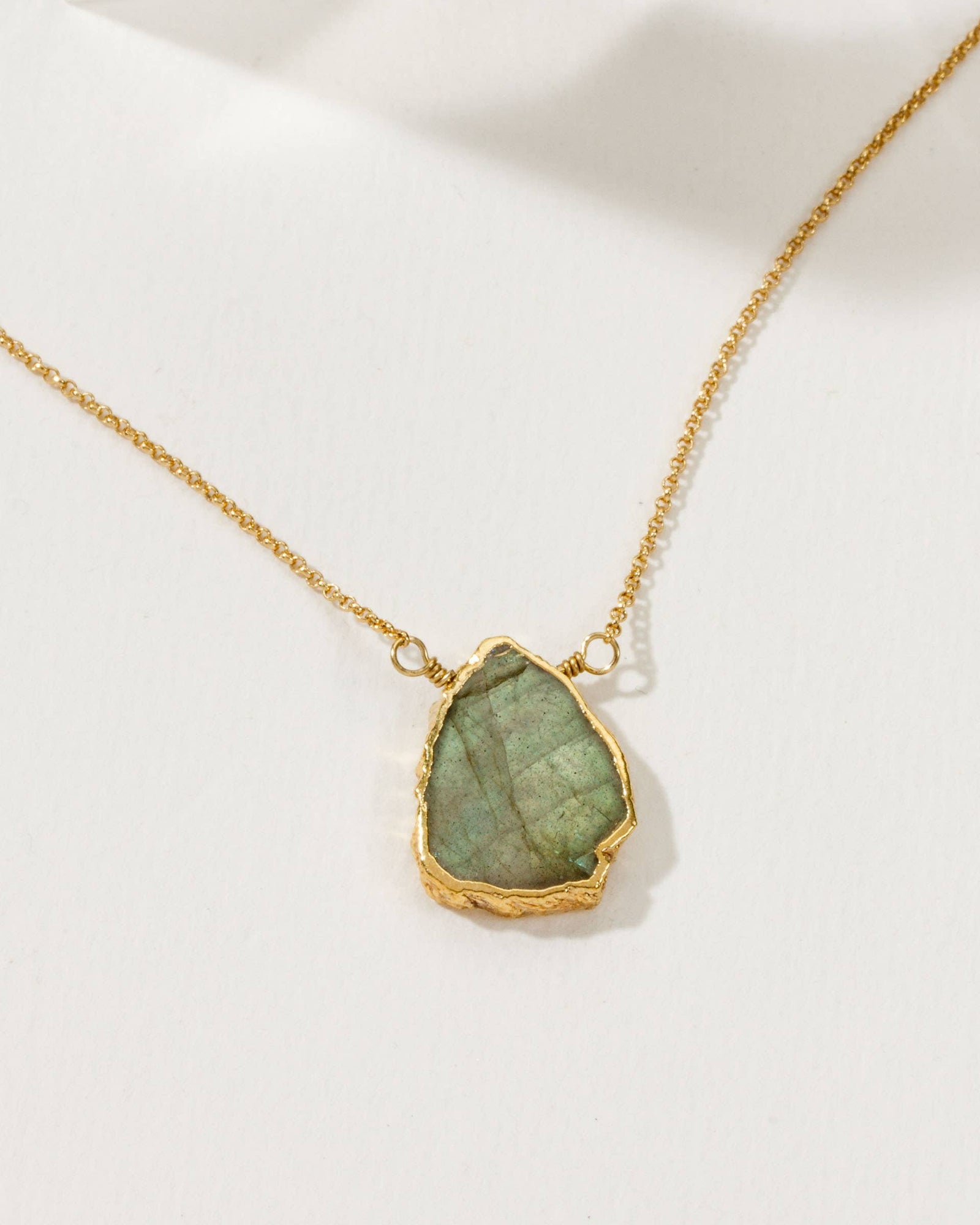 Earth, Wind and Fire Genuine Stone Necklace Gold-Labradorite