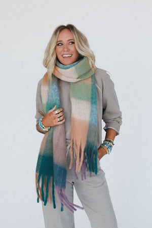 Everest Cozy Plaid Scarf - Green