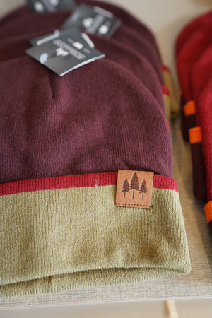 Color Block Cuffed Beanie - Brown/Olive