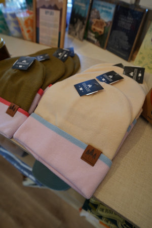 Color Block Cuffed Beanie - Cream/Pink