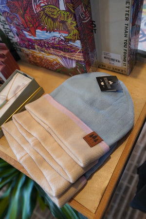 Color Block Cuffed Beanie - Purple/Cream