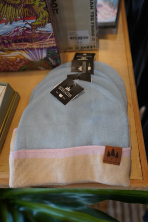 Color Block Cuffed Beanie - Purple/Cream