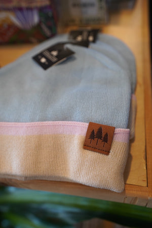 Color Block Cuffed Beanie - Purple/Cream