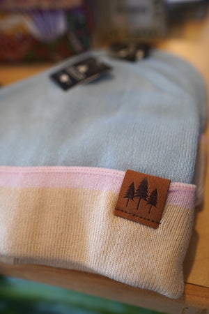 Color Block Cuffed Beanie - Purple/Cream