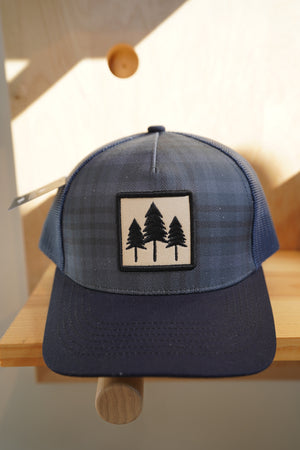 Three Tree Patch Trucker- Plaid/Blue