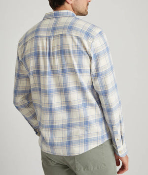 Stretch Selvage Long Sleeve Shirt - Indigo/Cream Plaid