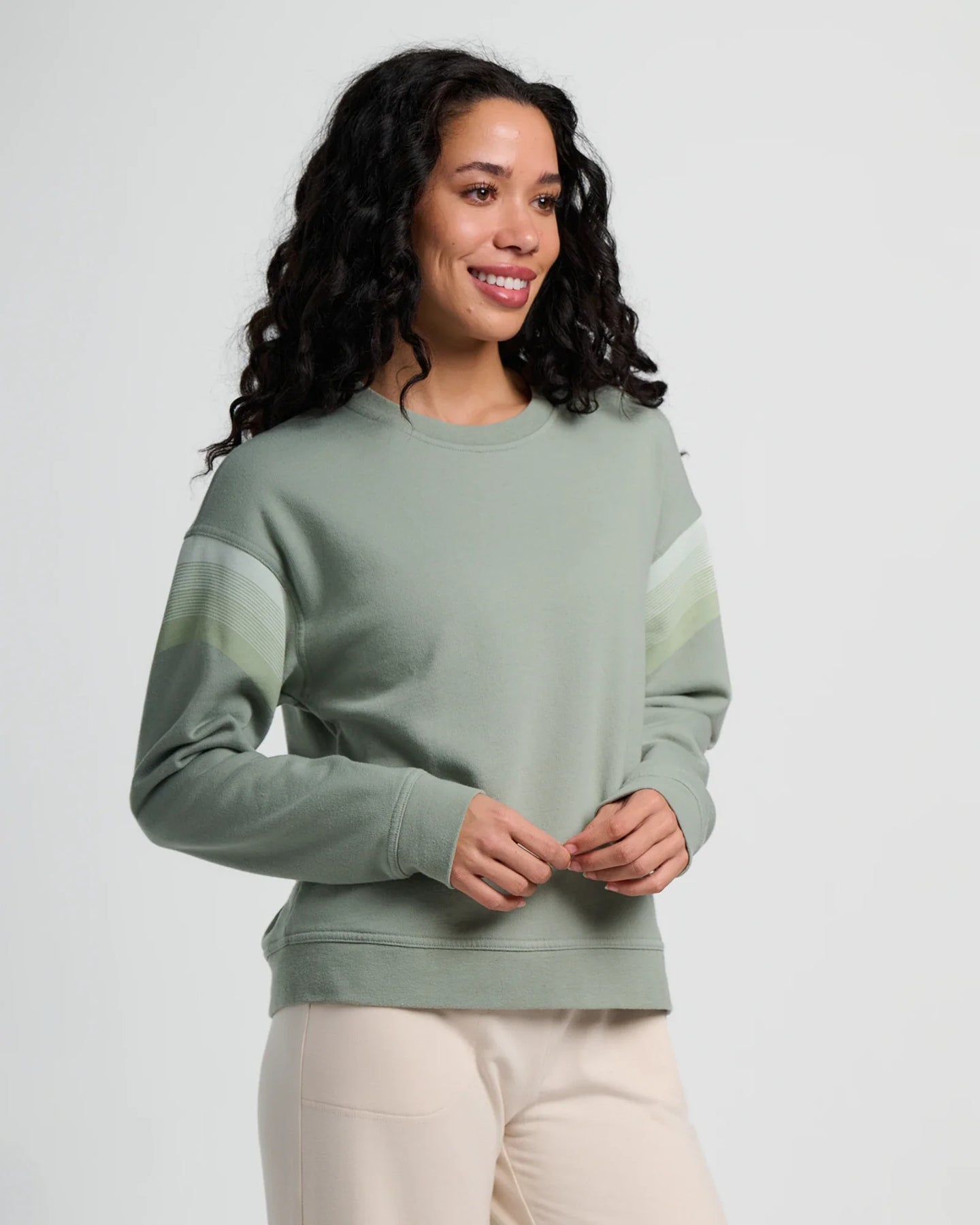 Women's Gradient Sleeve Fleece Crew - Sagebrush
