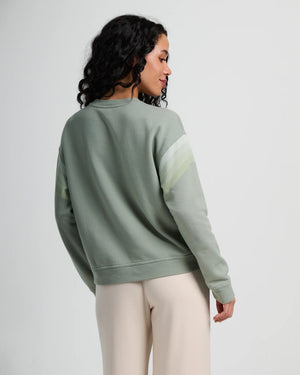 Women's Gradient Sleeve Fleece Crew - Sagebrush
