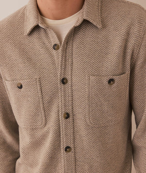 Pacifica Stretch Twill Shirt - Taupe Herringbone
