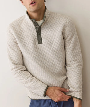 Corbet Quilted Reversible Pullover - Oatmeal/Olive