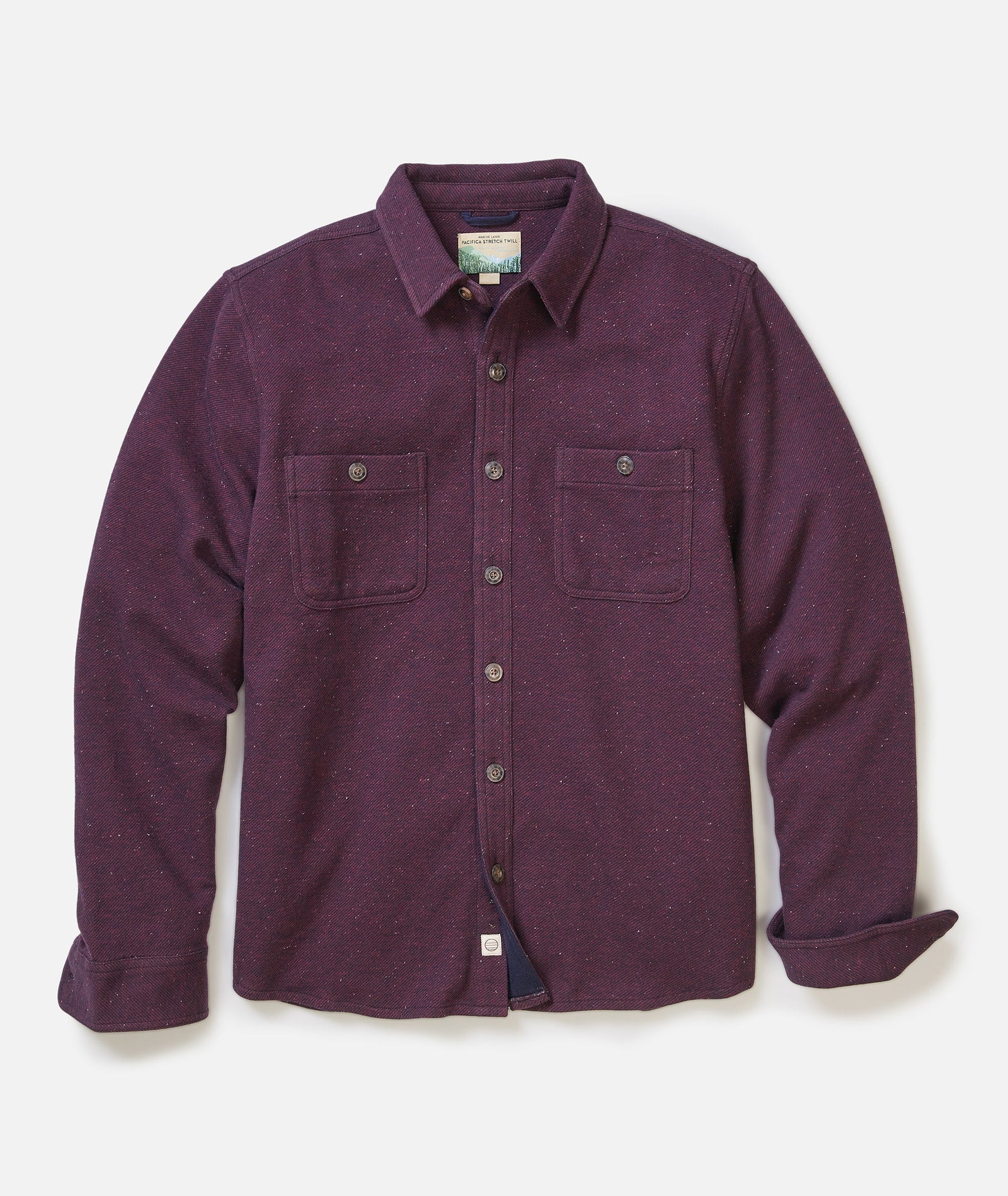 Pacifica Stretch Twill Overshirt - Burgundy Neps