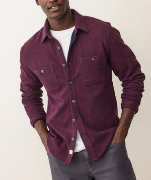 Pacifica Stretch Twill Overshirt - Burgundy Neps