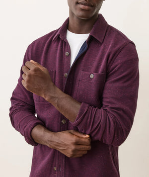 Pacifica Stretch Twill Overshirt - Burgundy Neps