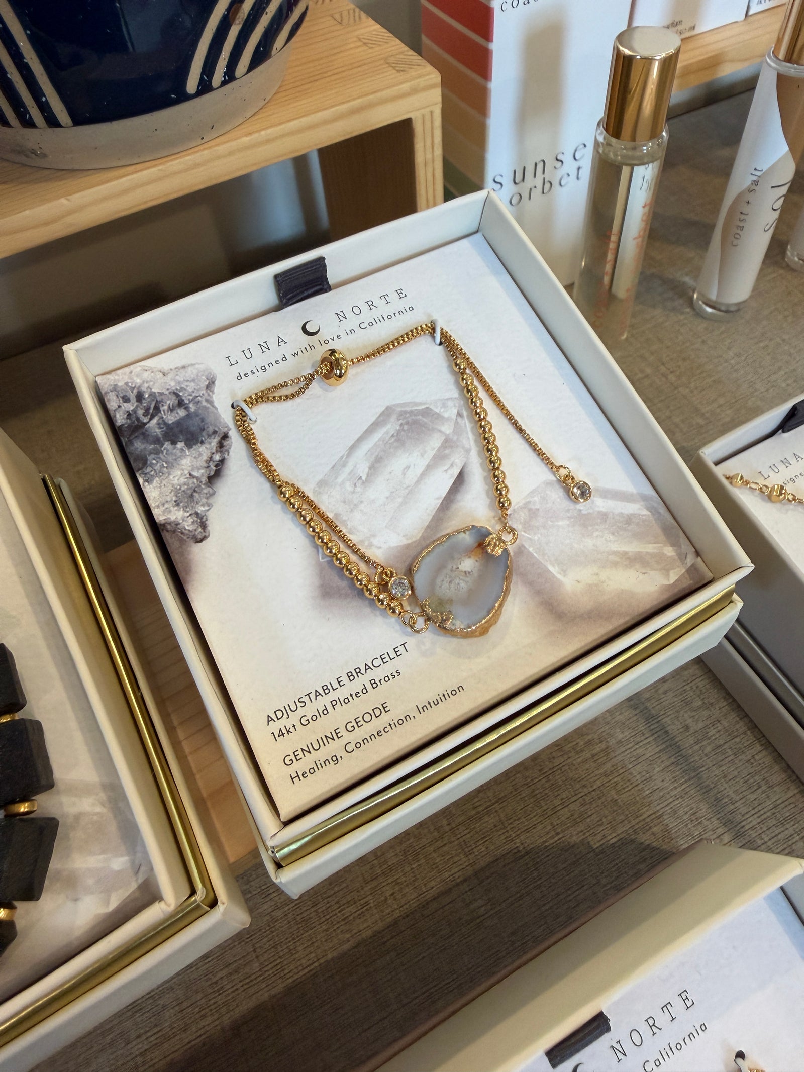 Golden Elements Adjustable Bracelet- Geode