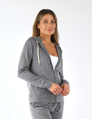 On the Go Lightweight Zip Up Hoodie: Ash Grey Marble