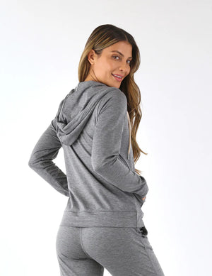 On the Go Lightweight Zip Up Hoodie: Ash Grey Marble