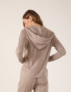 On The Go Lightweight Zip Up Hoodie: Latte