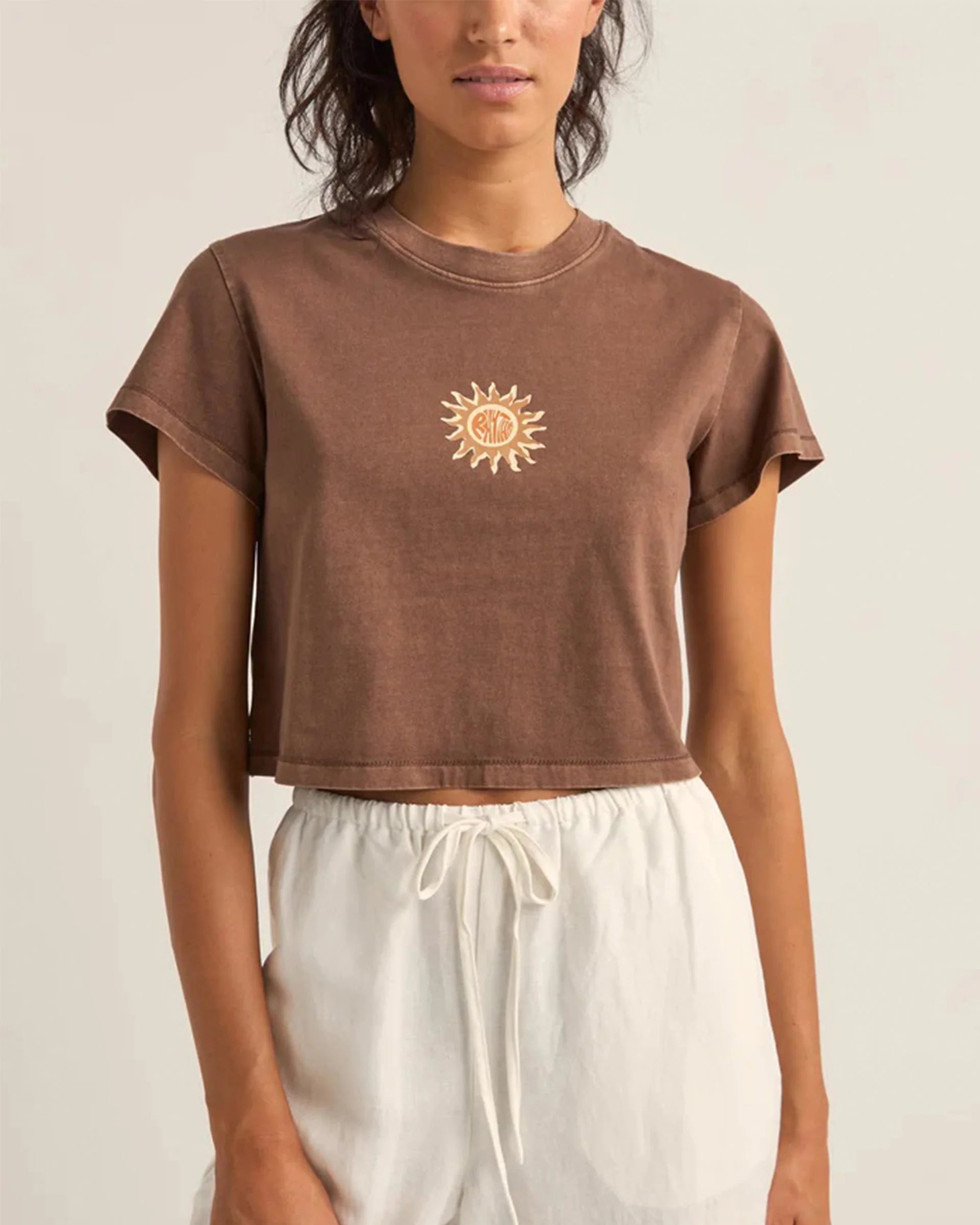 Sun Crew Cropped Tee - Chocolate