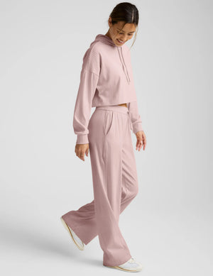 Breathe Easy Ribbed Wide Leg Pant - Pale Pink