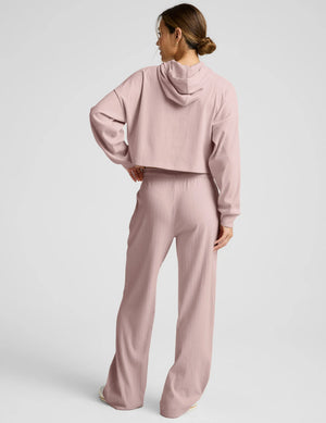 Breathe Easy Ribbed Wide Leg Pant - Pale Pink