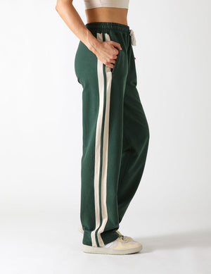 Retro Straight Leg Sweat Pant: Forest/Oatmilk