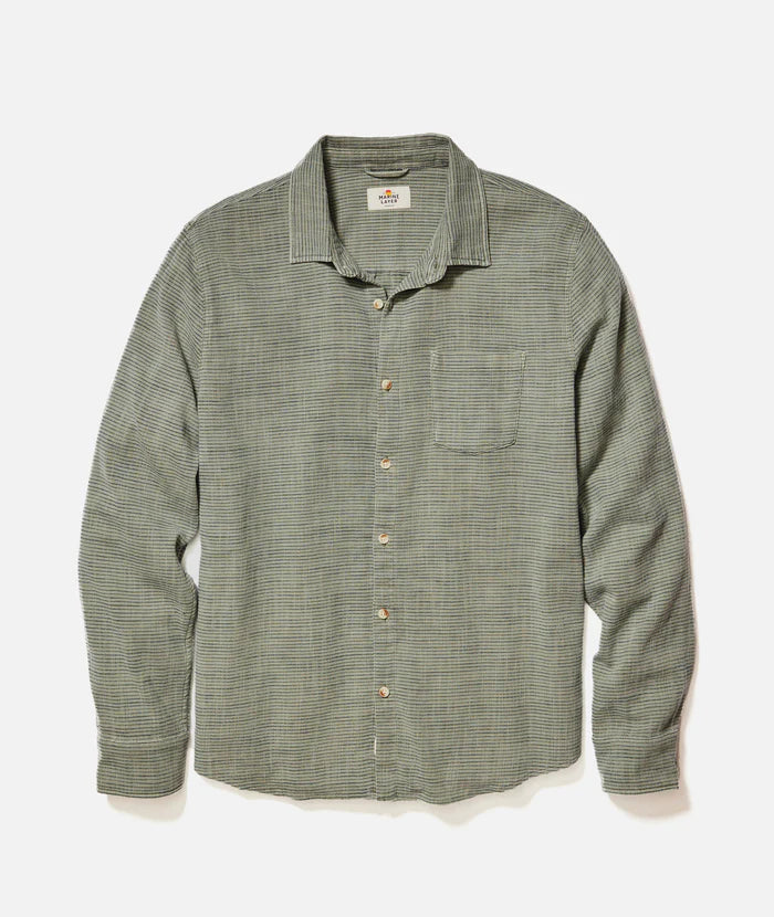 Stretch Selvage Long Sleeve Shirt - Agave Navy Stripe