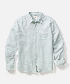 Stretch Selvage Long Sleeve Shirt - Aqua