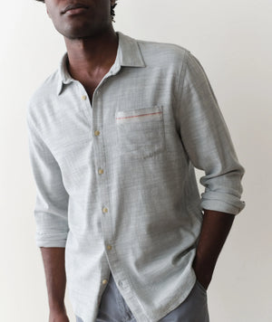 Stretch Selvage Long Sleeve Shirt - Aqua