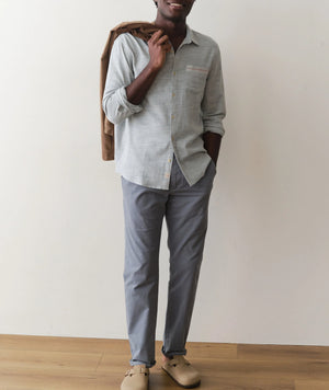 Stretch Selvage Long Sleeve Shirt - Aqua