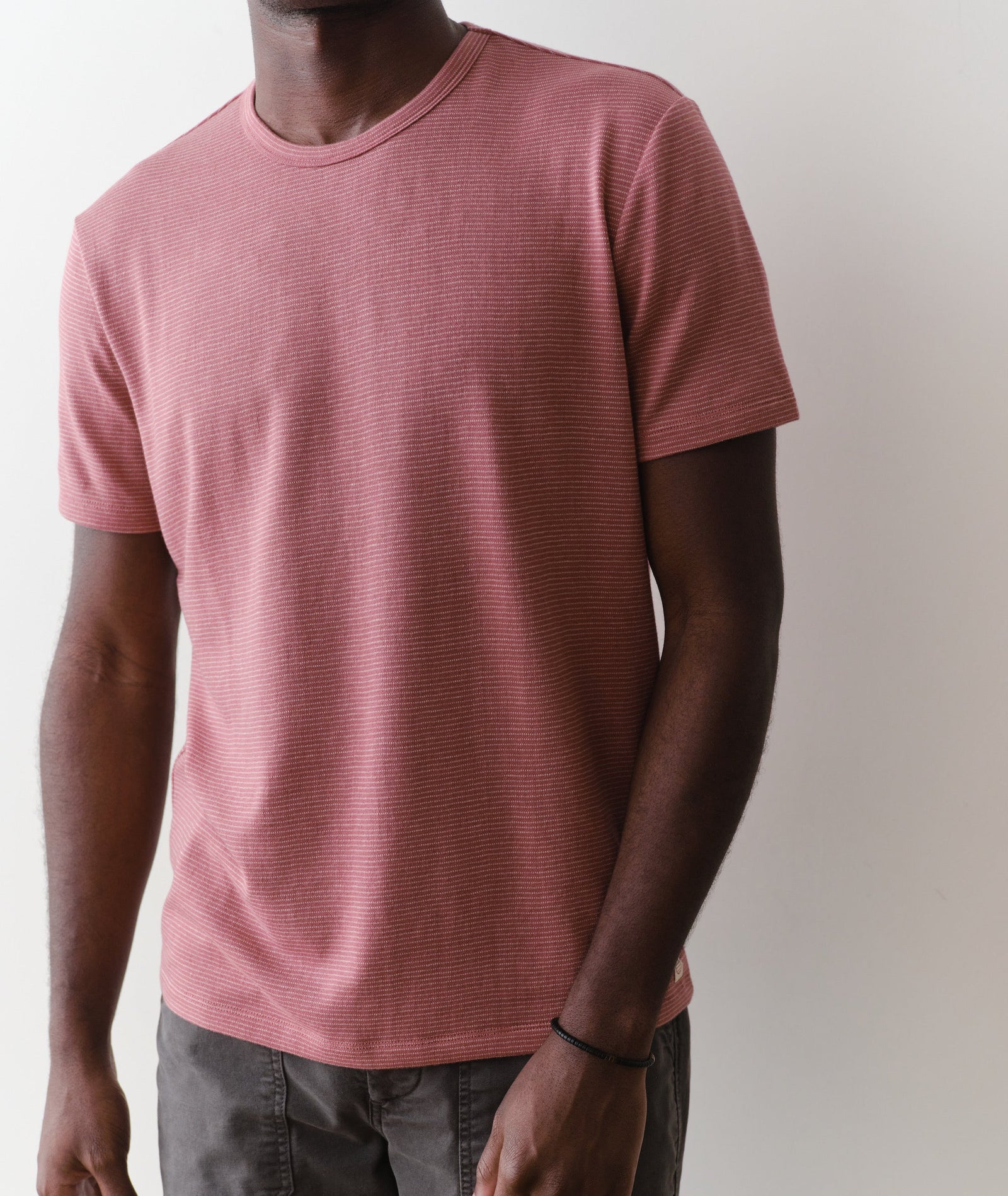 Signature Jacquard Crew Tee - Withered Rose
