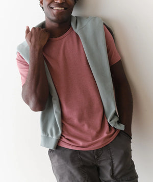 Signature Jacquard Crew Tee - Withered Rose