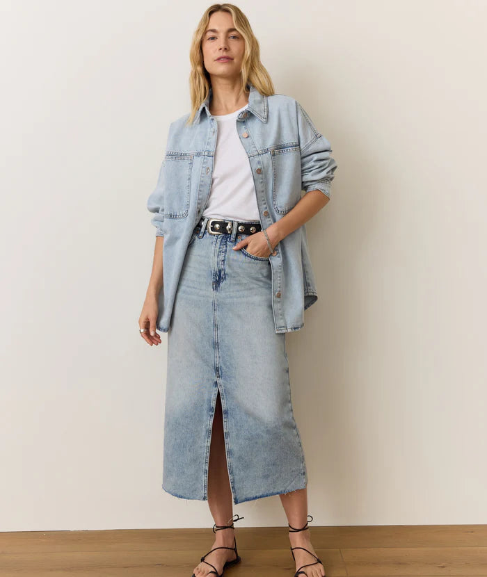 Fawn Denim Midi Skirt - Medium Wash