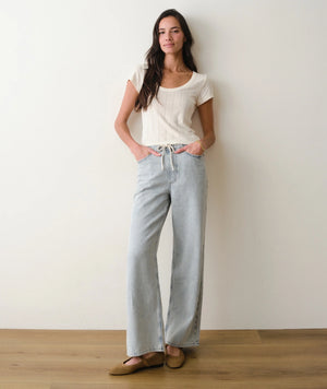 Lexi Pointelle Scoop Tee - Antique White