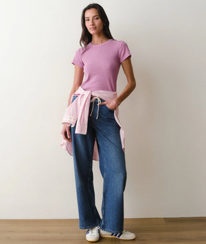 Lexi Rib Sun-In Crew Tee - Faded Mauve