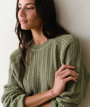Mina Pointelle Sweater - Sage